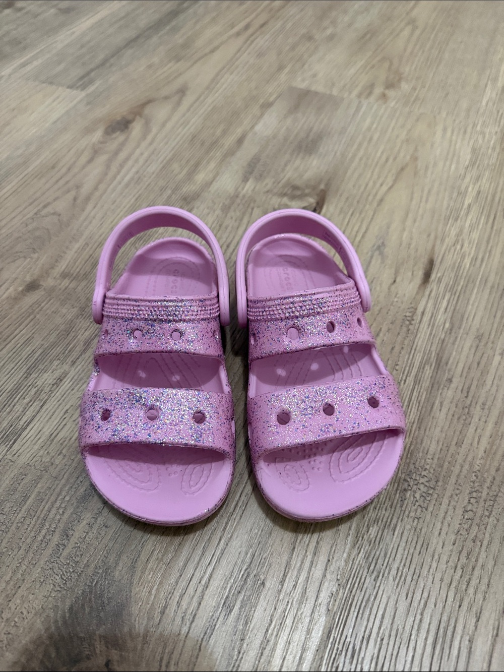 Girls pink glitter crocs Sandals